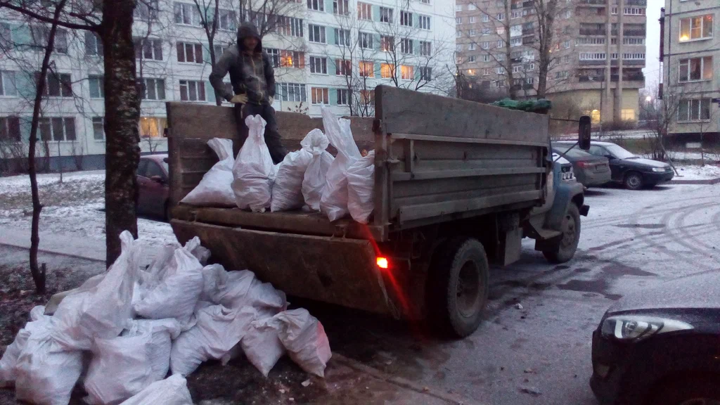 Вывоз мусора в мешках в Донском в октябре